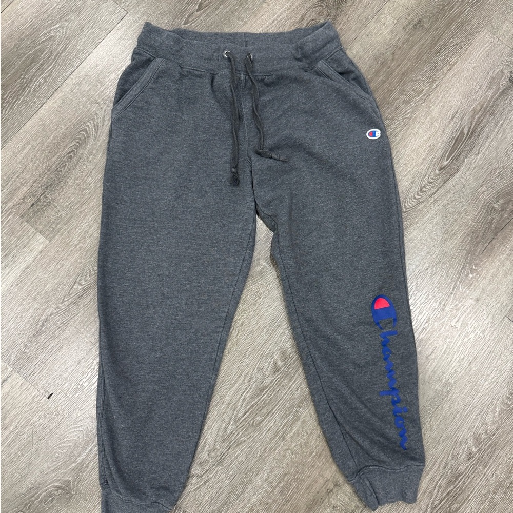 Champion Gray Joggers with Blue and Red Logo